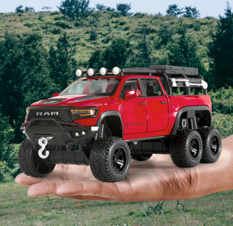 Mașină din Metal RAM Hennessey 1:24, Model Off-Road cu Pullback, Lumini și Sunete, Uși Deschizătoare, Accesorii Detașabile, 19 cm [4]