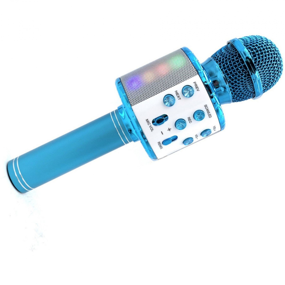 Microfon Karaoke Wireless, Multifunctional, cu Radio, TF Card, USB, Functie de Inregistrare, Efecte Vocale - Albastru [2]