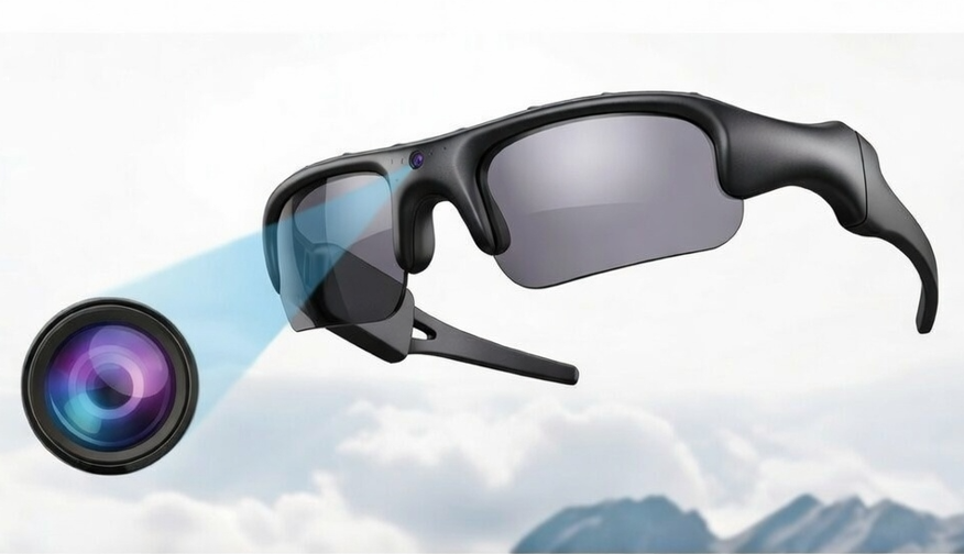 Ochelari cu Camera Video Ascunsa WiFi Full HD 1080P, Inregistrare Audio, Conectare Directa la Telefon Android/iPhone, Lentile Polarizate, Operare cu Un Singur Buton, Incarcare USB, Ideali pentru Sport [2]