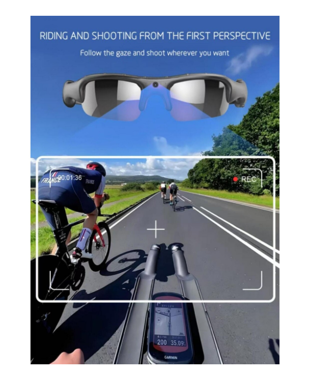 Ochelari cu Camera Video Ascunsa WiFi Full HD 1080P, Inregistrare Audio, Conectare Directa la Telefon Android/iPhone, Lentile Polarizate, Operare cu Un Singur Buton, Incarcare USB, Ideali pentru Sport [5]