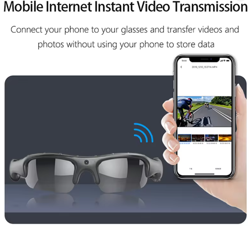 Ochelari cu Camera Video Ascunsa WiFi Full HD 1080P, Inregistrare Audio, Conectare Directa la Telefon Android/iPhone, Lentile Polarizate, Operare cu Un Singur Buton, Incarcare USB, Ideali pentru Sport [8]