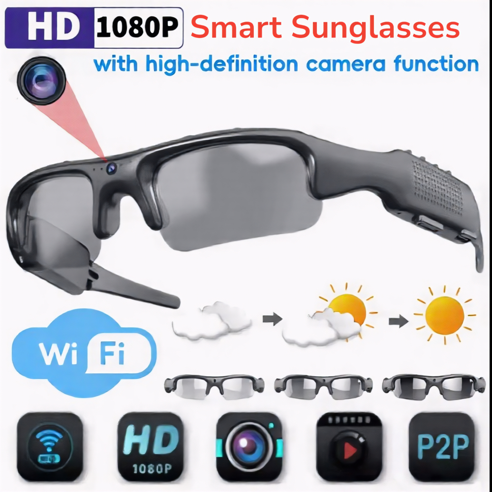 Ochelari cu Camera Video Ascunsa WiFi Full HD 1080P, Inregistrare Audio, Conectare Directa la Telefon Android/iPhone, Lentile Polarizate, Operare cu Un Singur Buton, Incarcare USB, Ideali pentru Sport [11]