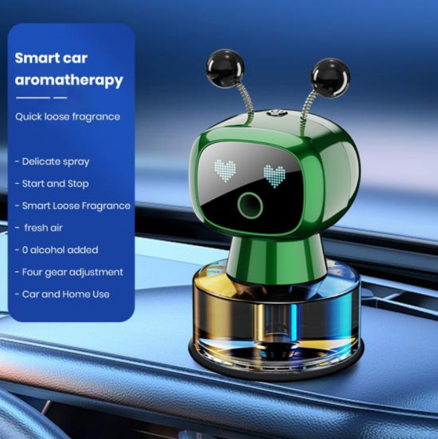 Odorizant Auto Design Robot – Reîncărcabil, Ochi Animati, Parfum Inclus, Fixare pe Bord cu Bandă Specială inclusa [20]