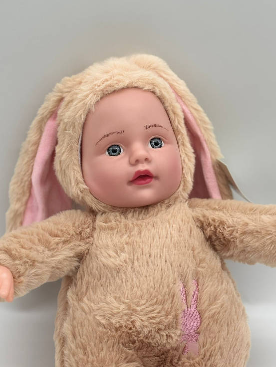 Papusa Bebe in Costum de Iepuras de Plus , 35 cm, Canta „Nu mi-e frica de bau-bau”. [2]