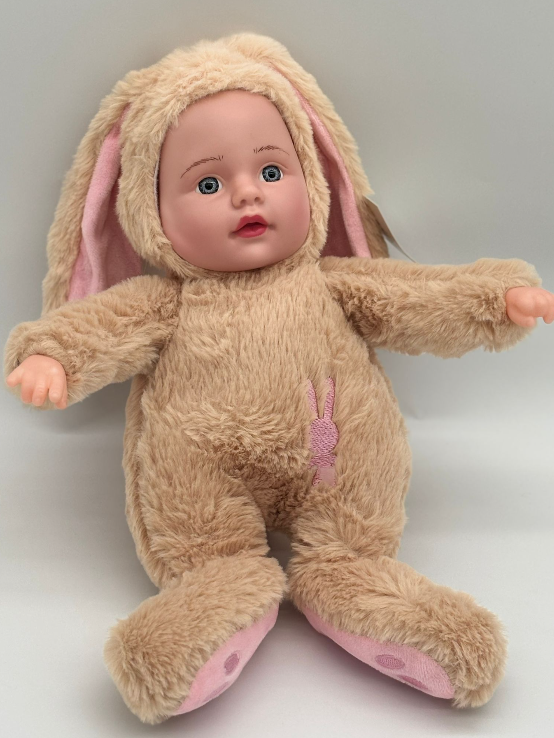 Papusa Bebe in Costum de Iepuras de Plus , 35 cm, Canta „Nu mi-e frica de bau-bau”. [4]