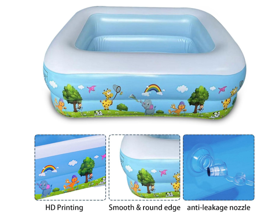 Piscină Gonflabilă Dreptunghiulară – 150x100x50 cm, PVC, Model cu Animale [5]