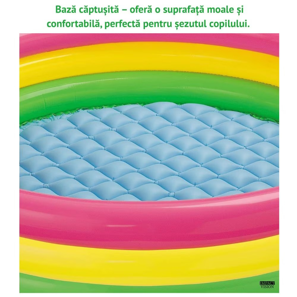 Piscină Gonflabilă Rotundă din PVC – 3 Dimensiuni Disponibile, Bază Căptușită, Culori Vesele [3]