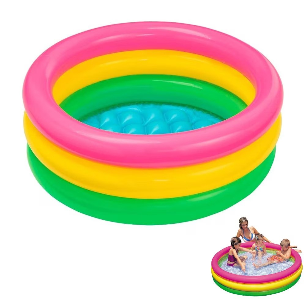 Piscină Gonflabilă Rotundă din PVC – 3 Dimensiuni Disponibile, Bază Căptușită, Culori Vesele [4]