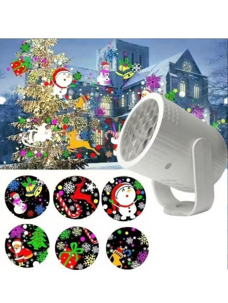 Mini Proiector LED Portabil de Crăciun, 10 cm, Reîncărcabil USB, Cu 16 Modele Dinamice – Fulgii, Moș Crăciun, Oameni de Zăpadă, Decor Festiv Interior [5]