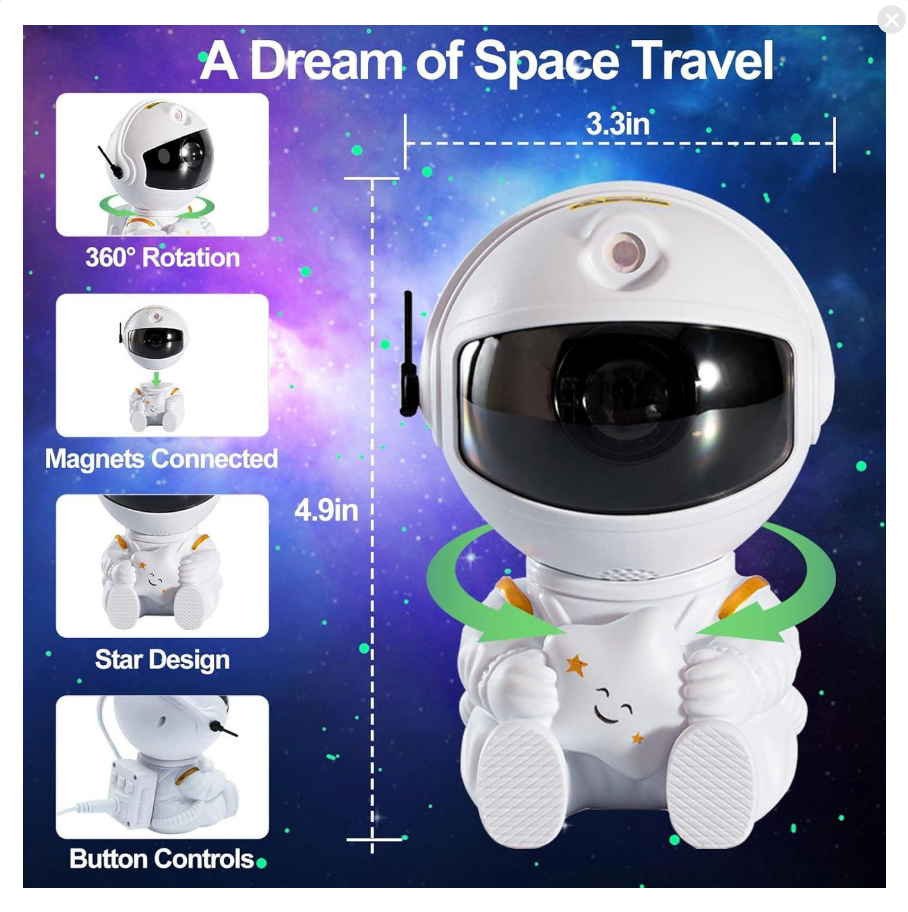 Proiector Astronaut Star cu Chitara, cu Cap Rotativ 360 Grade si Telecomanda 12.5 x 8.5 cm [13]