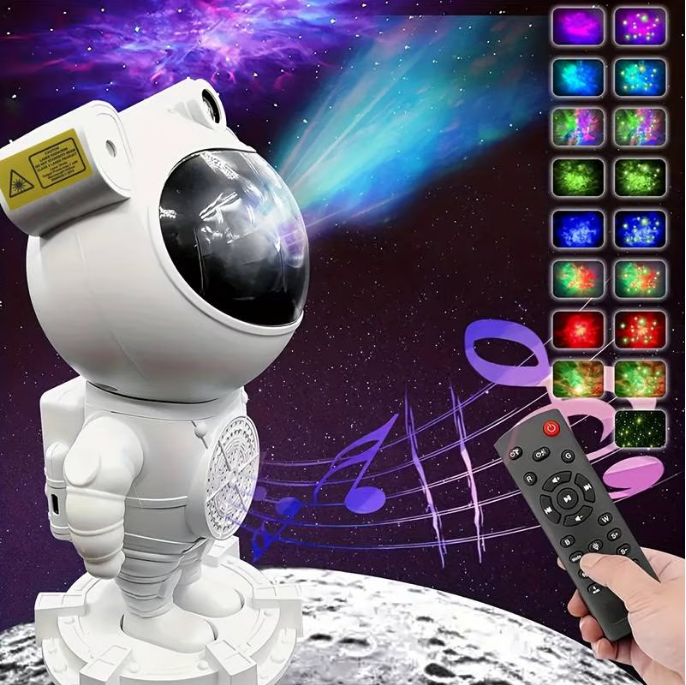 Proiector de Stele LED in Forma de Astronaut cu Bluetooth incorporat, LED, Cap Rotativ si Detasabil, Luminozitate Reglabila, 8 Moduri de Operare, Telecomanda, Alb [4]