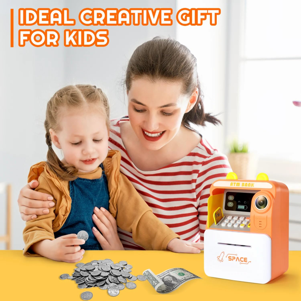 Pusculiță Electronică Tip Bancomat ATM cu Citire Card și Simulare Recunoaștere Facială, Schimbare Parolă, Slot pentru Bancnote – 25 x 17 x 12 cm [4]