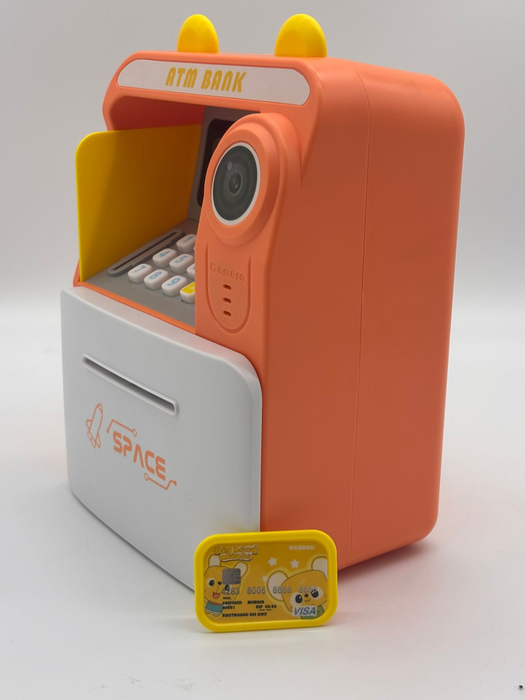 Pusculiță Electronică Tip Bancomat ATM cu Citire Card și Simulare Recunoaștere Facială, Schimbare Parolă, Slot pentru Bancnote – 25 x 17 x 12 cm [11]