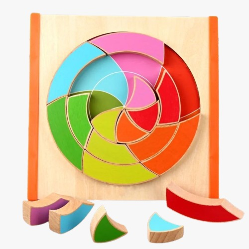Puzzle Educativ Montessori in Forma de Mozaic, Multicolor, din Lemn, iStan® [1]