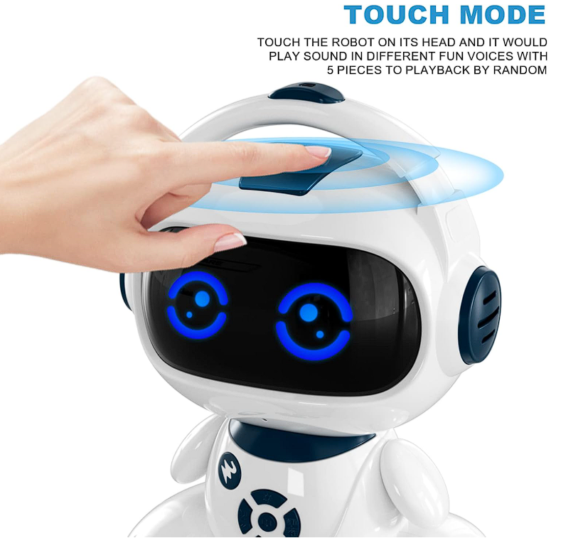 Robot Inteligent Interactiv cu Telecomandă cu Ecran LED Expresiv, 2.4GHz, Programare, Muzică, Lumină, Funcție Amprentă, Rotire 360°, 26x20 cm [6]