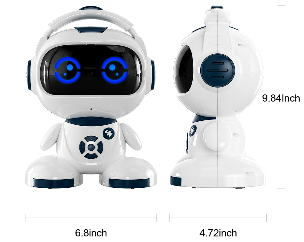 Robot Inteligent Interactiv cu Telecomandă cu Ecran LED Expresiv, 2.4GHz, Programare, Muzică, Lumină, Funcție Amprentă, Rotire 360°, 26x20 cm [9]