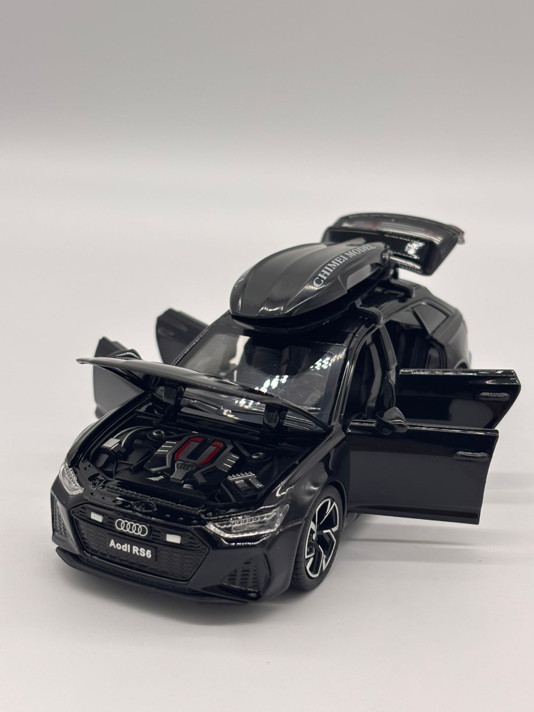 Automachetă Audi RS6 din Metal, 15 cm, Funcție Pull-Back, Uși, Capotă și Portbagaj Deschizătoare, Lumină și Sunet [5]