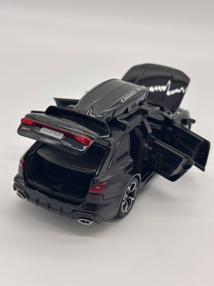 Automachetă Audi RS6 din Metal, 15 cm, Funcție Pull-Back, Uși, Capotă și Portbagaj Deschizătoare, Lumină și Sunet [10]