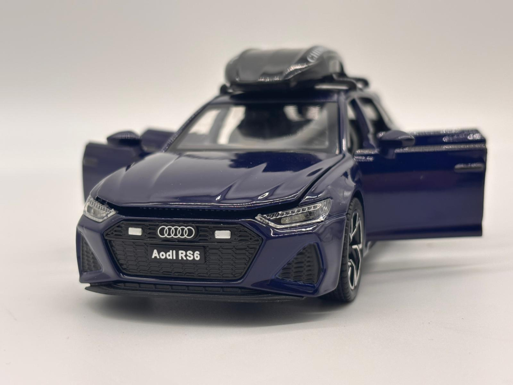 Automachetă Audi RS6 din Metal, 15 cm, Funcție Pull-Back, Uși, Capotă și Portbagaj Deschizătoare, Lumină și Sunet [10]