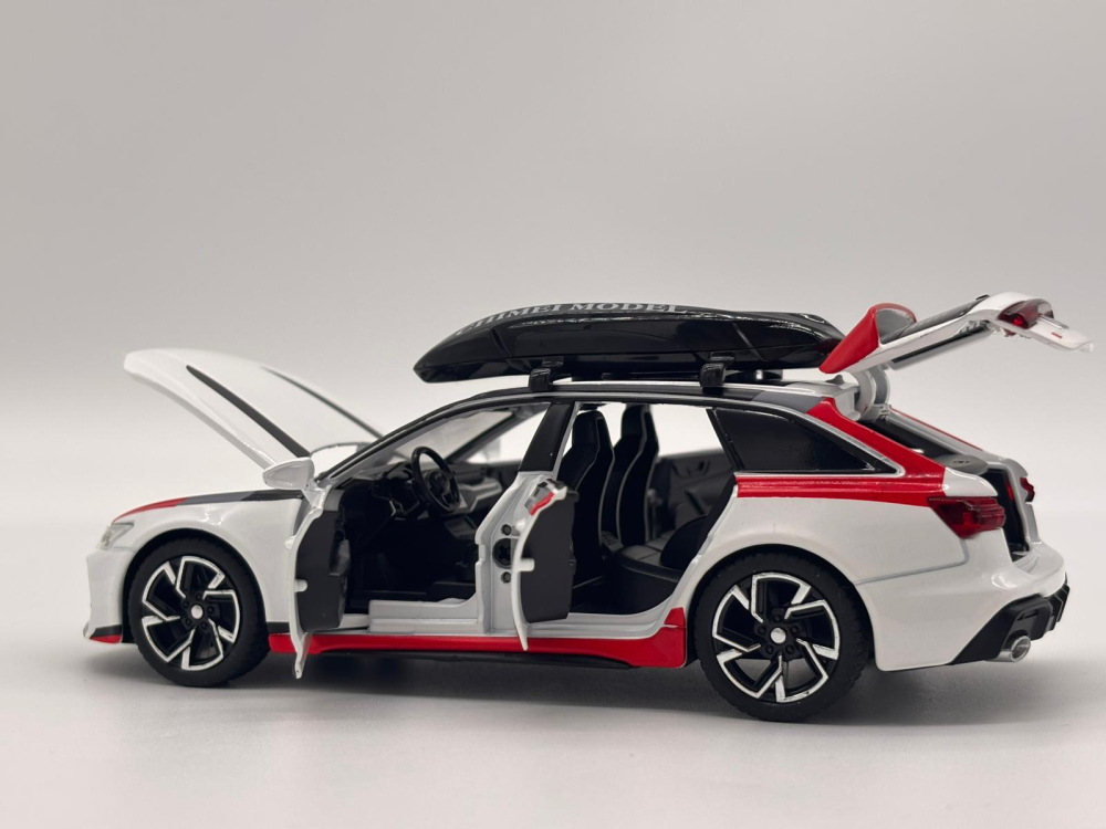 Automachetă Audi RS6 din Metal, 15 cm, Funcție Pull-Back, Uși, Capotă și Portbagaj Deschizătoare, Lumină și Sunet [5]