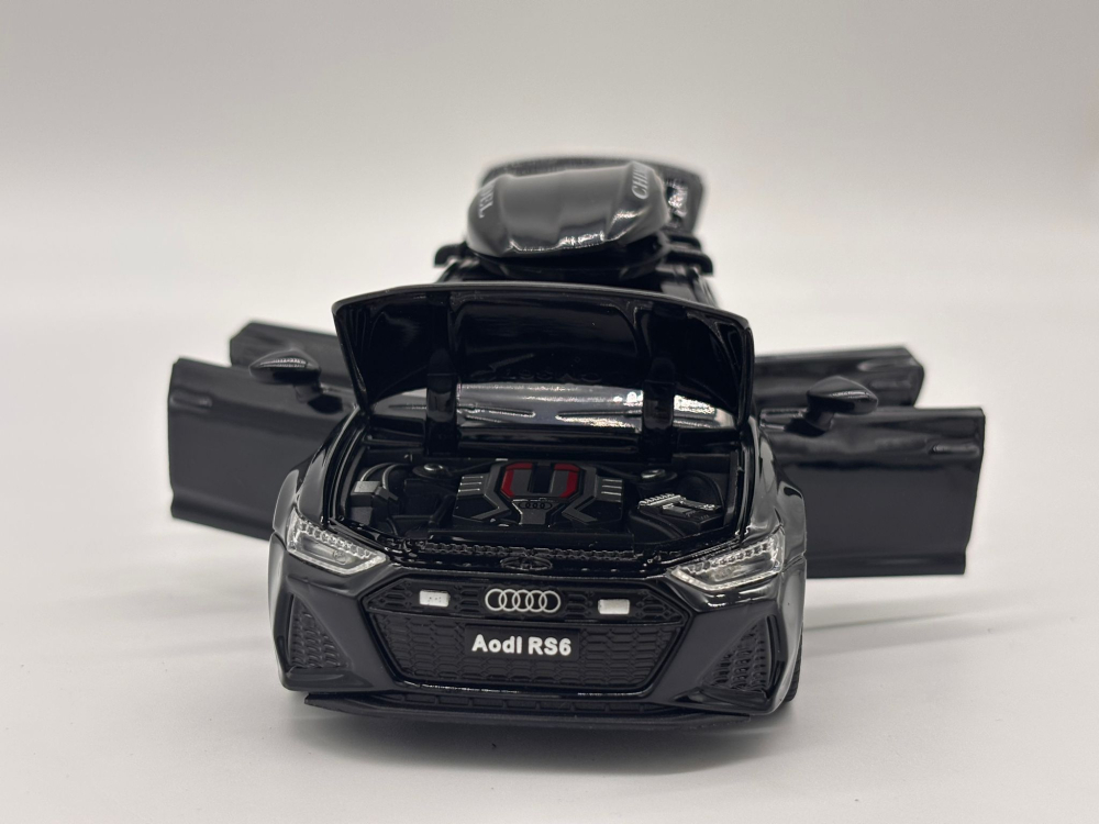 Automachetă Audi RS6 din Metal, 15 cm, Funcție Pull-Back, Uși, Capotă și Portbagaj Deschizătoare, Lumină și Sunet [4]