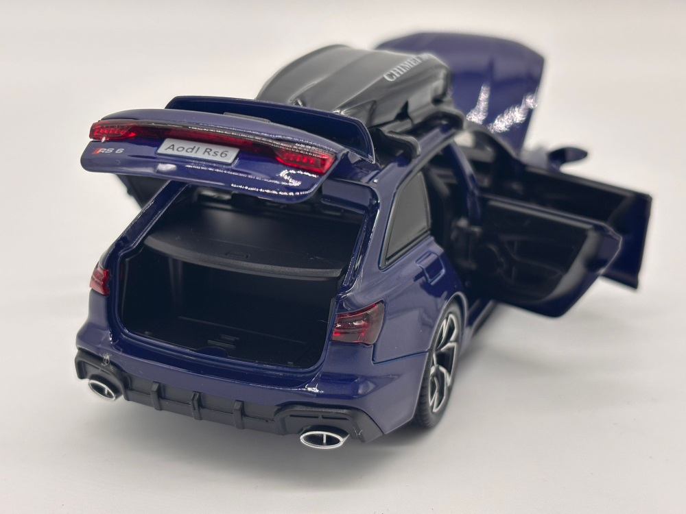 Automachetă Audi RS6 din Metal, 15 cm, Funcție Pull-Back, Uși, Capotă și Portbagaj Deschizătoare, Lumină și Sunet [7]