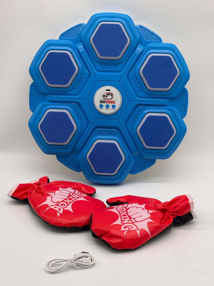 Sac de Box interactiv, Set cu 2 Manusi de Box, Montare pe Perete. Muzica, 3 Niveluri de Viteza [6]