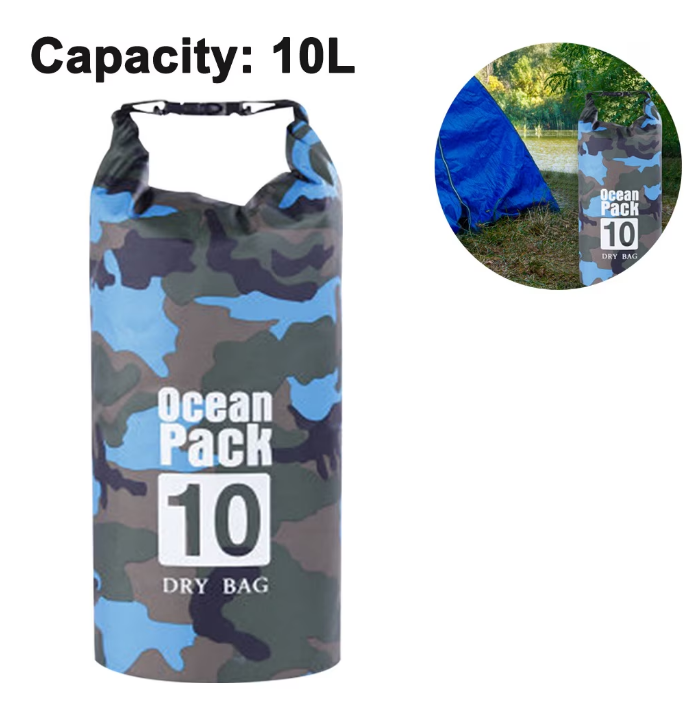 Sac Etanș Ocean Pack 10L Camo – 100% Impermeabil, Protecție Contra Apelor, Nisipului și Prafului, Curea Reglabilă Inclusă [7]