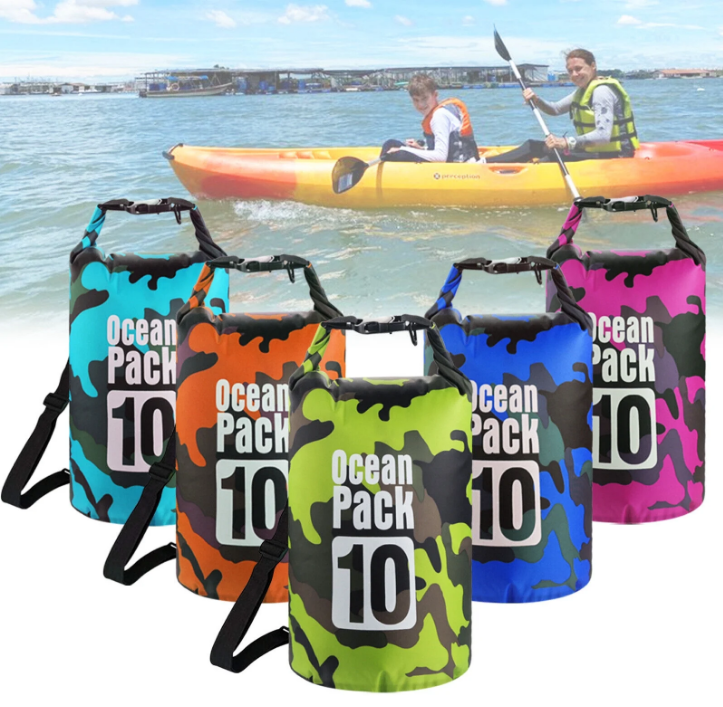 Sac Etanș Ocean Pack 10L Camo – 100% Impermeabil, Protecție Contra Apelor, Nisipului și Prafului, Curea Reglabilă Inclusă [2]