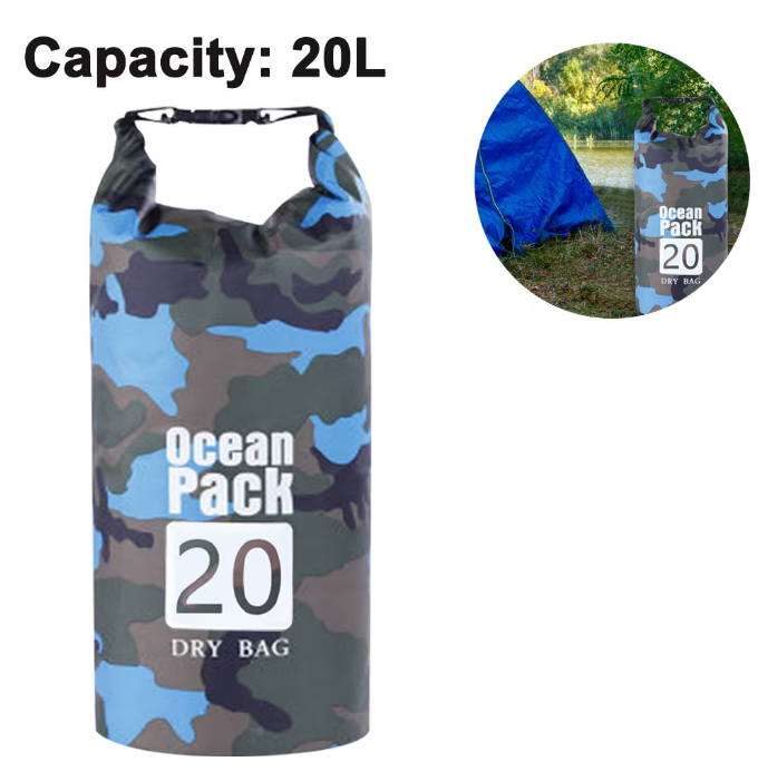 Sac Etanș Ocean Pack 20L Camo – 100% Impermeabil, Protecție Contra Apelor, Nisipului și Prafului, Curea Reglabilă Inclusă [9]