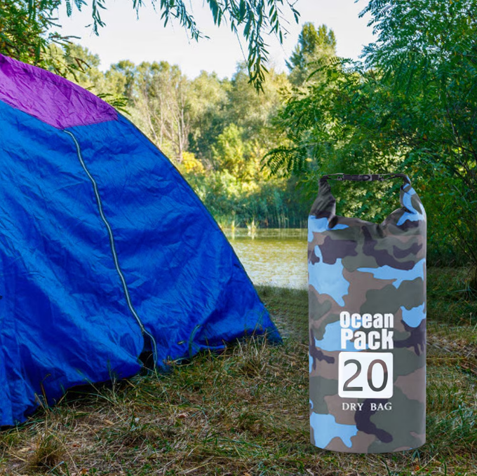 Sac Etanș Ocean Pack 20L Camo – 100% Impermeabil, Protecție Contra Apelor, Nisipului și Prafului, Curea Reglabilă Inclusă [7]