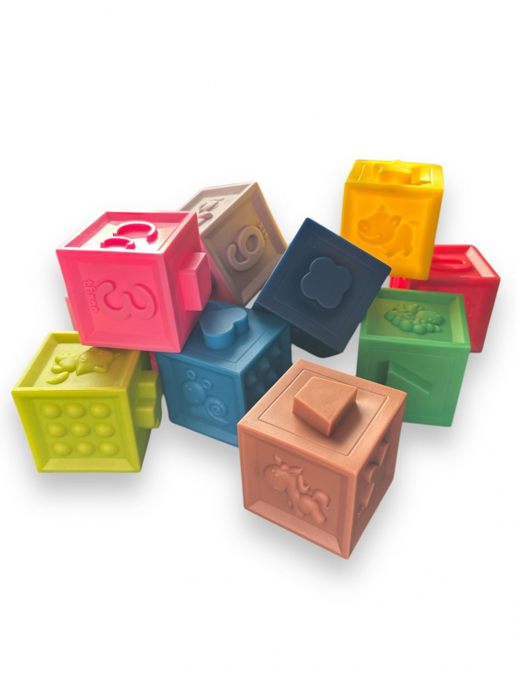 Set 12 Cuburi Moi din Silicon pentru Bebelusi, cu Numere si Semne Matematice, iStan, Multicolor [4]