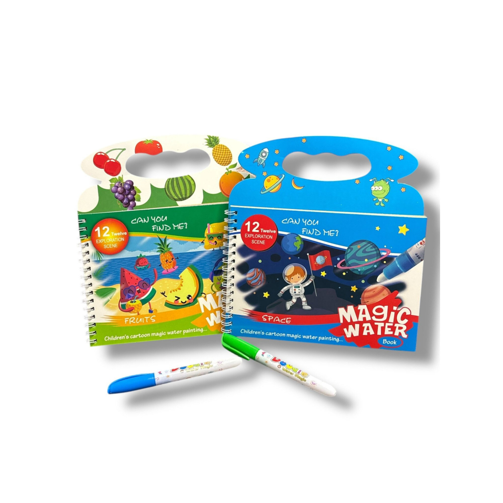 Set 2 Carti Magice de Colorat cu Stilou cu Apa, Reutilizabile – Animale si Vehicule, 21 cm [6]