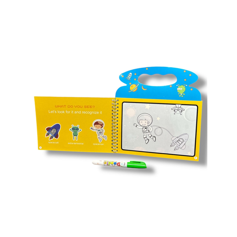 Set 2 Carti Magice de Colorat cu Stilou cu Apa, Reutilizabile – Animale si Vehicule, 21 cm [15]