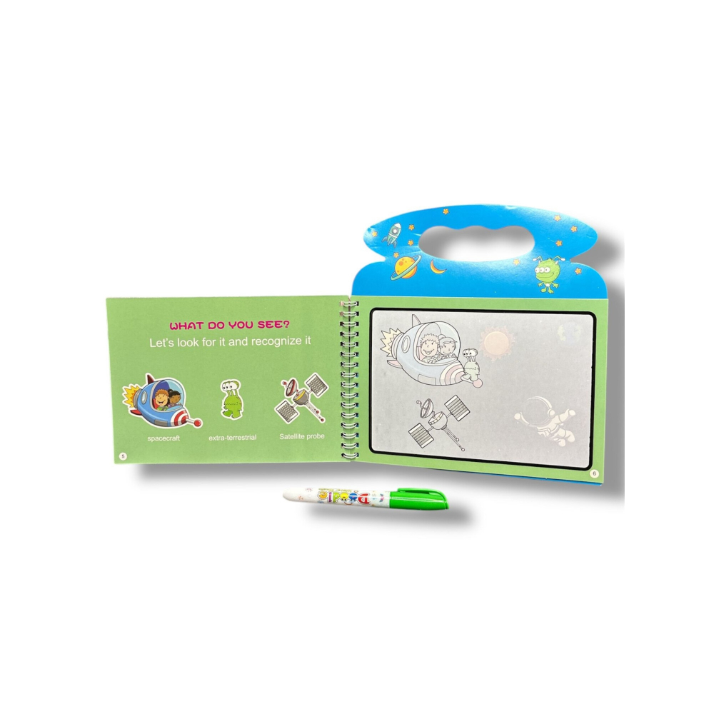 Set 2 Carti Magice de Colorat cu Stilou cu Apa, Reutilizabile – Animale si Vehicule, 21 cm [12]