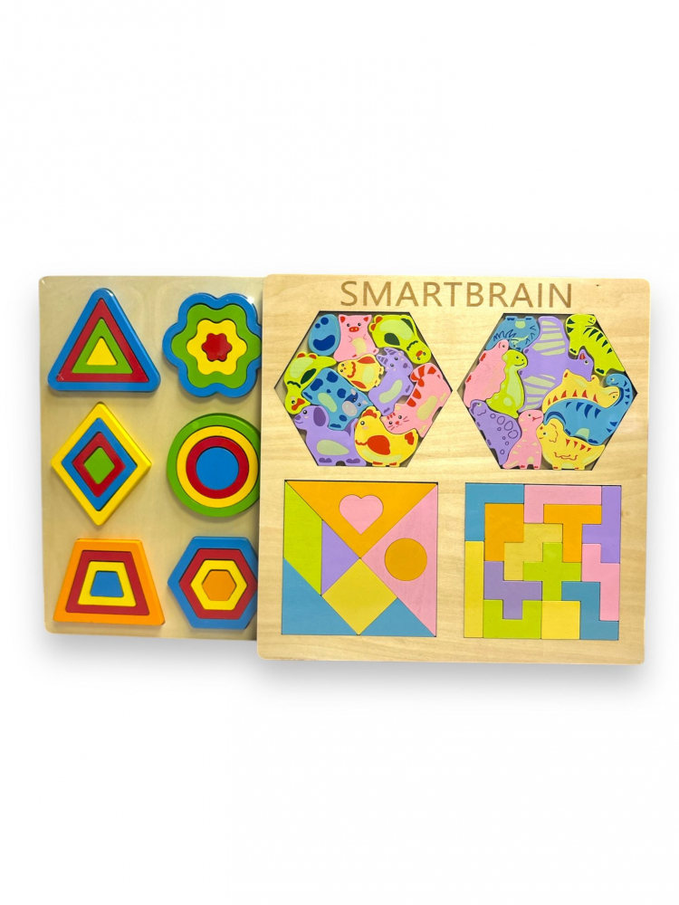 Set 2 Jocuri Montessori, Educative, Forme din Lemn, 30 x 30 cm [3]