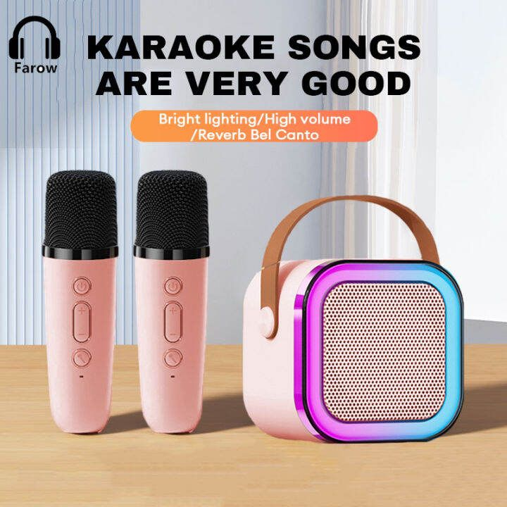 Set 2 Microfoane Karaoke cu Boxa Portabila, Culori LED, Wireless, Bluetooth, Efecte Vocale, Mp3 [2]