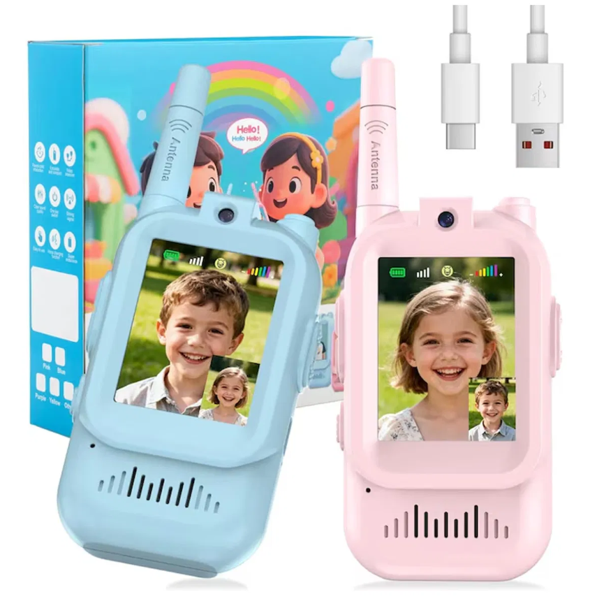 Set 2 Walkie Talkie Video cu Ecran, Statie Audio-Video Intercom, USB-C, Semnal Puternic, Functie Voice Changer, Baterie Durabila, Portabile si Usor de Utilizat [4]