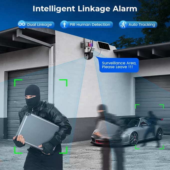 Set 2x Cameră de Supraveghere Cu Panou Solar 8 MP, V380 Pro, Functionalitate Cartela SIM 4G, cu Panou Solar, 4K Ultra HD, Control prin App Store & Google Play, Vedere Nocturna, Rezistenta la Apa, Clou [2]