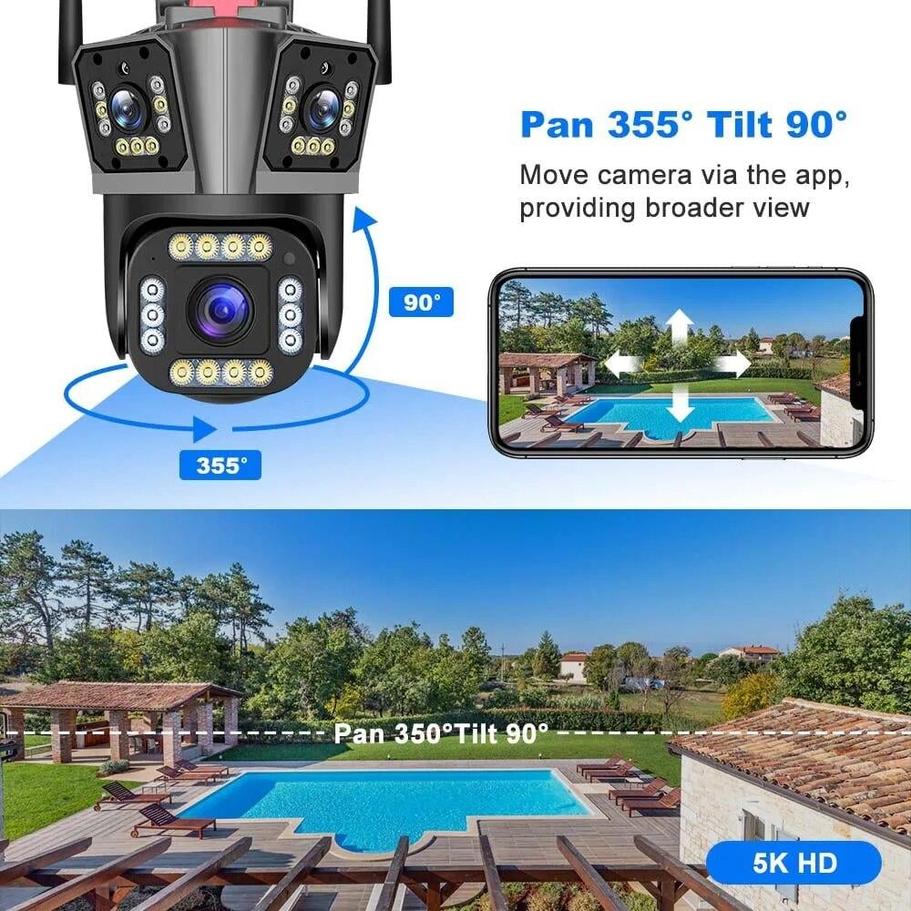 Set 2x Camera de Supraveghere Smart V380 PRO – 2 Camere (1 Rotativă 360°/180° si 1 Fixa), 12MP, LED cu Sirenă, WiFi 2.4G, Infrarosu, TF Card până la 64GB, Conectare prin Aplicația "V380 PRO", Cablu LA [8]