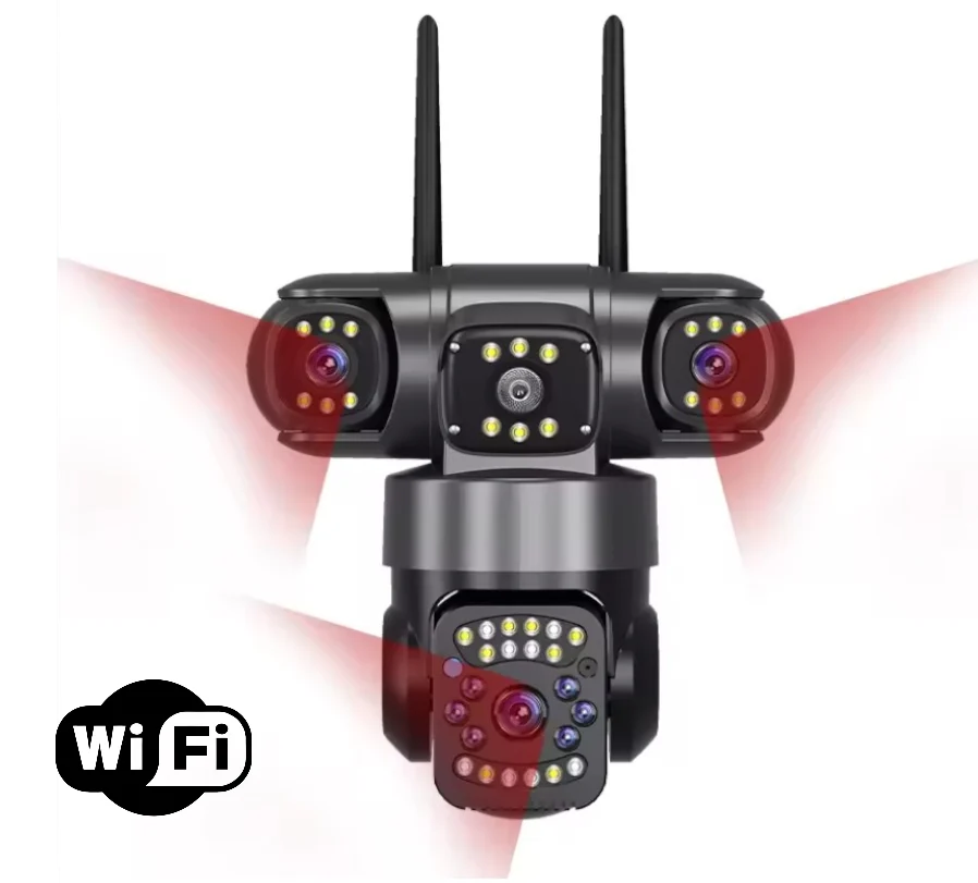 Set 2x Camera Supraveghere WiFi, 9MP, 3 Camere, Rotire 360°, Zoom Digital 10X, Detectare Miscare, Comunicare Bidirectionala, Proiector LED Lumini, Viziune Nocturna, Protectie IP66 [11]