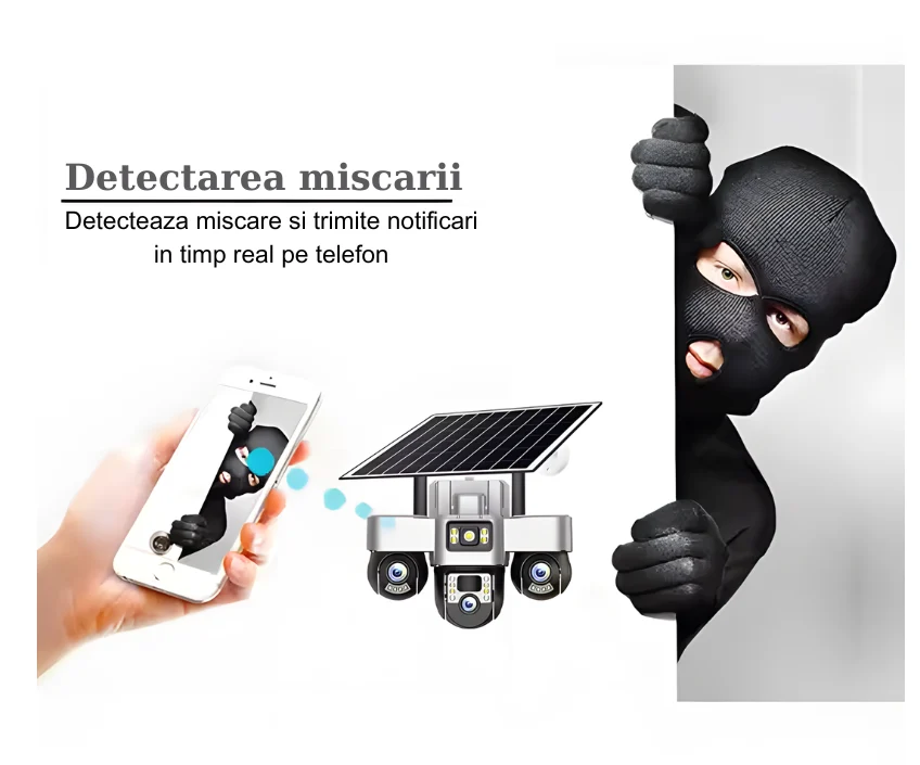 Set 2x Camere de Supraveghere cu Panou Solar, Conexiune 4G, 15MP, Vedere pe Timp de Noapte, Detectare Miscare, Comunicare Bidirectionala, V380 Pro, Zoom 10X, 3 Lentile 360° PTZ [9]