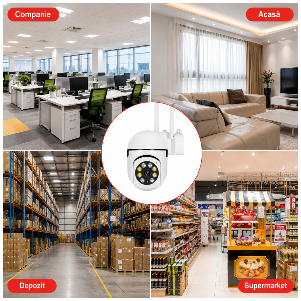 Set 3x Camere de Supraveghere WiFi 4MP, Rotire 360°, Zoom 10X, Viziune Nocturnă, Audio Bidirecțional, V380 Pro [3]
