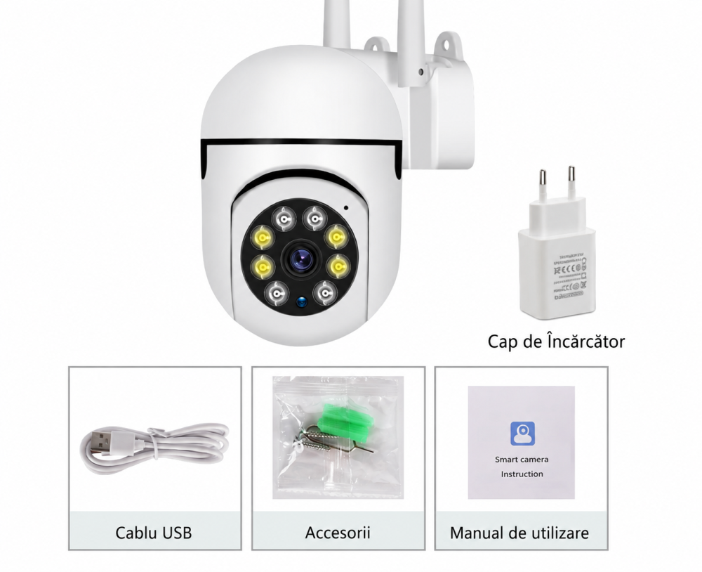 Set 3x Camere de Supraveghere WiFi 4MP, Rotire 360°, Zoom 10X, Viziune Nocturnă, Audio Bidirecțional, V380 Pro [15]