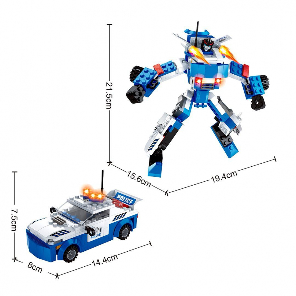 Set de constructie 2 in 1 – Masina de Politie si Robot Transformabil, 180 de piese [2]