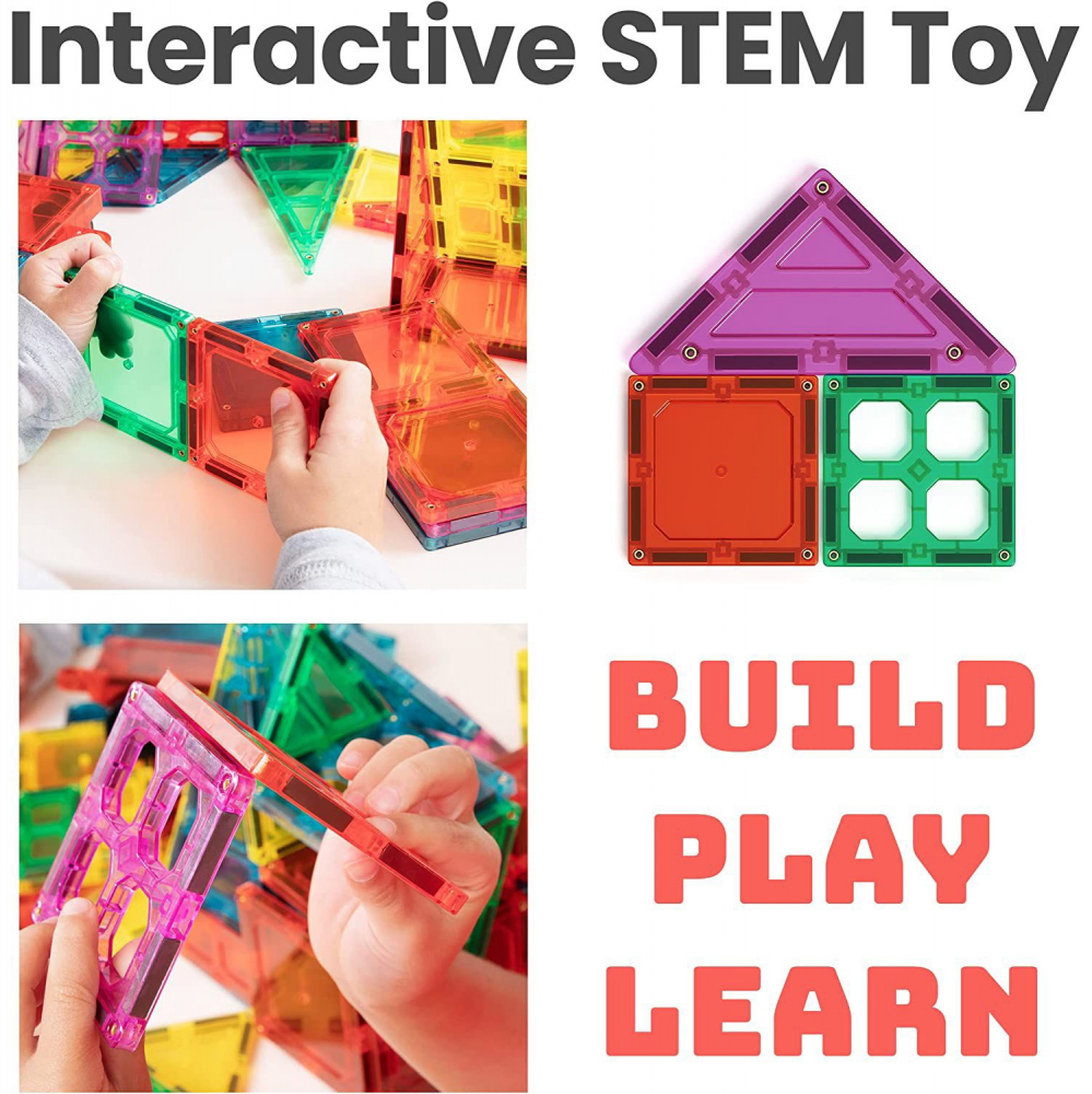 Set de Constructie Magnetic 3D, 102 Piese, Diferite Forme si Abtibilduri [7]