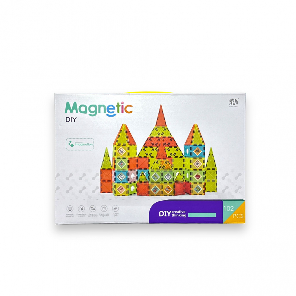 Set de Constructie Magnetic 3D, 102 Piese, Diferite Forme si Abtibilduri [11]