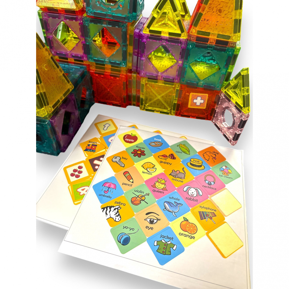 Set de Constructie Magnetic 3D, 102 Piese, Diferite Forme si Abtibilduri [6]