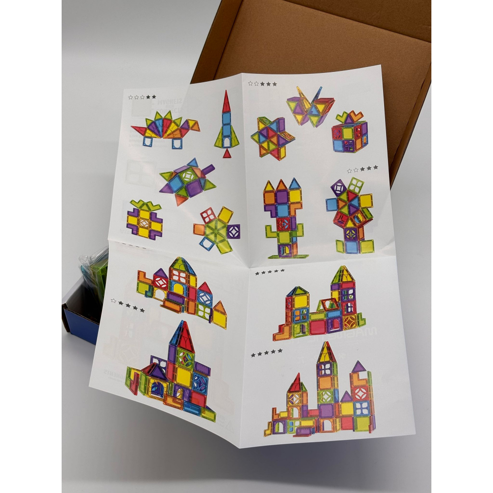 Set de Constructie Magnetic – 42 Piese, Diferite Forme, cu Modele de Asamblare Incluse [4]