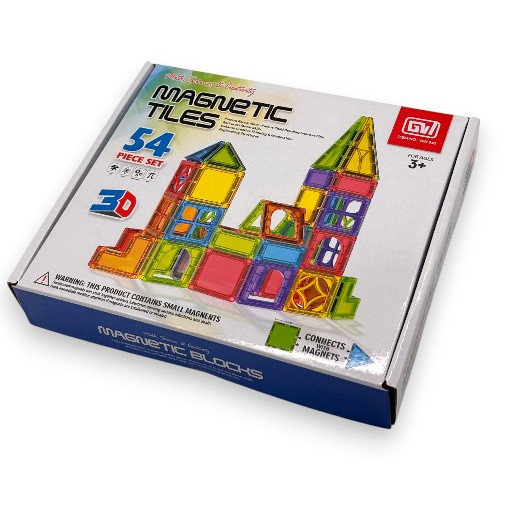Set de Constructie Magnetic – 54 Piese, Diferite Forme, cu Modele de Asamblare Incluse [2]